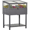 Outsunny Raised Garden Bed With Cold Frame Greenhouse, Grow Grids And Storage Shelf, Outdoor 2 Tiers Elevated Wood Planter Box For Herbs And Vegetables, Use For Patio, Backyard, Balcony