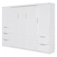 Angela Engineered Wood Murphy Wall Bed With Drawers And Shelves, Queen Size - White
