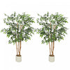 HOMCOM 5FT Artificial Banyan Tree, Set of 2 Artificial Plant for Home Decor