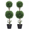 HOMCOM 2 Pack Artificial Boxwood Topiary Ball Trees, Fake Plants in Pot
