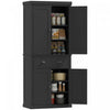 HOMCOM Kitchen Pantry Storage Cabinet, Tall Pantry with Drawer Black