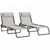 Outsunny 2 Pcs Lounge Chairs, Chaise Lounges With Headrest Cream White