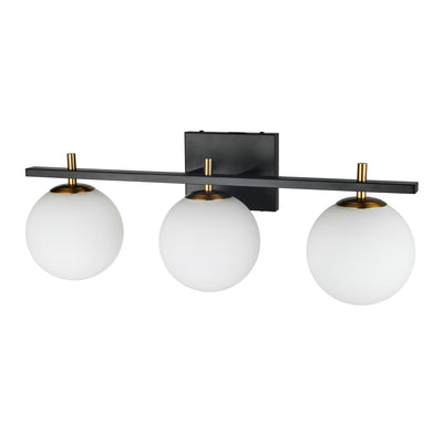 Dainolite Vivaldi 3 Light Vanity Light Matte Black/Aged Brass Lamp|Lumière de coiffeuse Vivaldi de Dainolite avec fini noir mat et laiton vieilli, et 3 ampoules