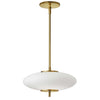 Dainolite Maddie LED Pendant 16w Aged Brass Finish Opal White Glass Lamp