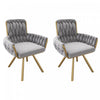 Timothy Velvet Swivel Dining Chairs with Tufted Upholstered and Metal Legs Set of 2, Grey