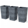 Outsunny Set of 3 Tall Planters, Indoor and Outdoor Flower Pot Set, Grey