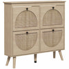 HOMCOM Shoe Storage Cabinet, Narrow Shoe Cabinet with 4 Flip Drawers, Oak