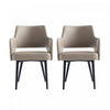 Tremont Modern Vegan Leather Metal Armchair in Taupe - Set of 2