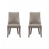 Connie Modern Wood Vegan Leather and Velvet Dining Chair in Taupe - Set of 2
