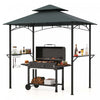 Costway 8' X 5' Grill Gazebo With 2 Shelves 7 Hooks Metal Frame Soft Top Gray