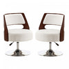 Salon Modern Vegan Leather Swivel Lounge Chair in White - Set of 2 Accent Chair