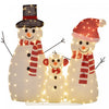 Outsunny Light Up Christmas Snowman Family Set of 3 with LED Lights White