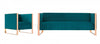 Trillium Mid-Century Modern 2-Piece Sofa Set in Teal