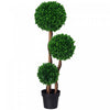 HOMCOM 3.6ft Artificial Tree, Three Ball Boxwood Topiary for Indoor Outdoor