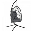 Outsunny Hanging Egg Chair with Stand, Foldable Swing Chair, Dark Grey
