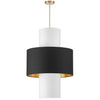 Dainolite Patrona 4 Light Pendant Aged Brass Black/Gold/White Shades Lamp