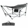 Outsunny Foldable Outdoor Hammock With Stand, Portable Hammock Bed With Carrying Bag And Pocket For Travel, Beach, Backyard, Patio, Hiking, Dark Grey