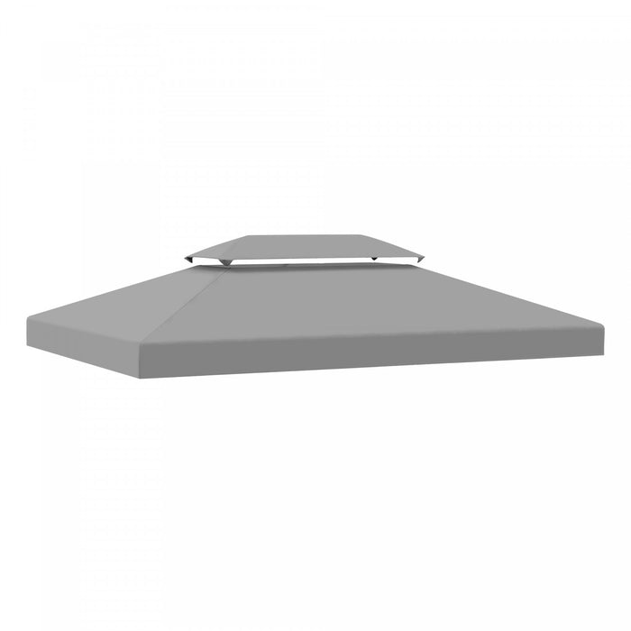 Outsunny 13.1' X 9.8' Gazebo Replacement Canopy 2 Tier Top Uv Cover Pavilion Garden Patio Outdoor, Light Grey (top Only)
