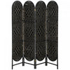 HOMCOM 4 Panel Room Divider, Bohemian Folding Privacy Screen, Black