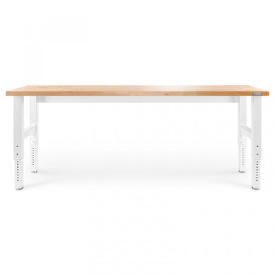 Gladiator 8' Adjustable Height Hardwood Workbench - Hammered White|Établi de 8 pi à hauteur réglable en bois franc de Gladiator - blanc martelé