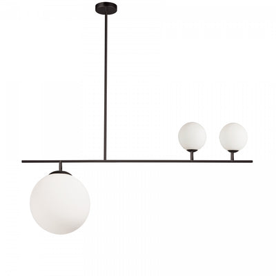 Dainolite Orion 3 Light Pendant Matte Black Finish White Glass Lamp|Luminaire suspendu Orion de Dainolite en verre blanc, avec fini noir mat et 3 ampoules