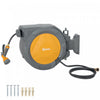 Outsunny Retractable Garden Hose Reel, 1/2 in x 100ft Wall Mounted Water Hose Reel with 7- Function Sprayer Nozzle, Auto Rewind, Any Length Lock, 180° Swivel Bracket, Orange