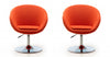 Hopper Modern Upholstered Swivel Lounge Chair in Orange - Set of 2 Accent Chair