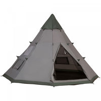 Outsunny 6 Men Teepee Tent, Camping Family Tent With Carrying Bag, Grey