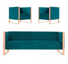 Trillium Mid-Century Modern 3-Piece Sofa Set in Teal