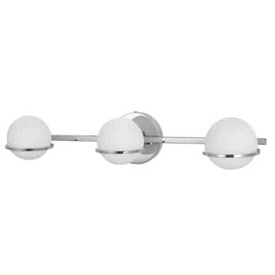 Dainolite Sofia 3 Light Vanity Light Polished Chrome Finish White Glass Lamp|Lumière de coiffeuse Sofia de Dainolite en verre blanc, avec fini chromé poli et 3 ampoules