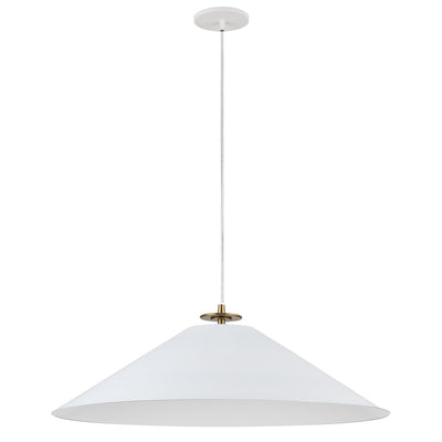Dainolite Prudence 1 Light Pendant Aged Brass Finish Matte White Shade Lamp|Luminaire suspendu Prudence de Dainolite avec abat-jour blanc mat, fini laiton vieilli et 1 ampoule