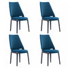 Kara Modern Wood Upholstered Dining Chair in Blue - Set of 4