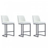 Serena Modern Metal Upholstered Counter Stool in White - Set of 3 Bar Stool