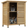 Outsunny Garden Shed Wooden Garden Storage Shed 2 Door Unit Solid Fir Wood Garage Tool Organisation Cabinet, 34.3\" X 18.3\" X 38\", Natural