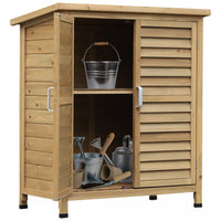 Outsunny Garden Shed Wooden Garden Storage Shed 2 Door Unit Solid Fir Wood Garage Tool Organisation
