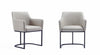 Serena Modern Metal Vegan Leather Armchair in Light Gray - Set of 2 Dining Chair