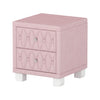Sophia Elegant Velvet Nightstand with Drawers and Button-Tufted Design,Pink