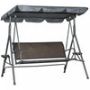 Outsunny 3-seat Porch Swing With Canopy Outdoor Swing Chair W/ Rattan Seat