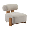 Luma Modern Boucle Lounge Chair with Rolled Backrest and Solid Wood Frame, Almond, Natural