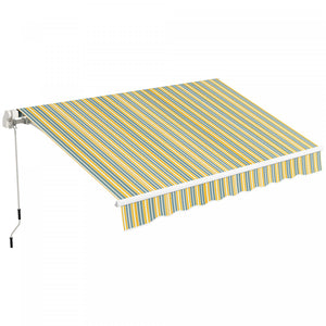 Outsunny 10' X 6.5' Retractable Awning With Led Lights, Uv40+, Yellow/grey