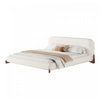 Harper Low Profile Boucle Upholstered Platform Bed Thick Curved Headboard,California King,Cream White King Bed