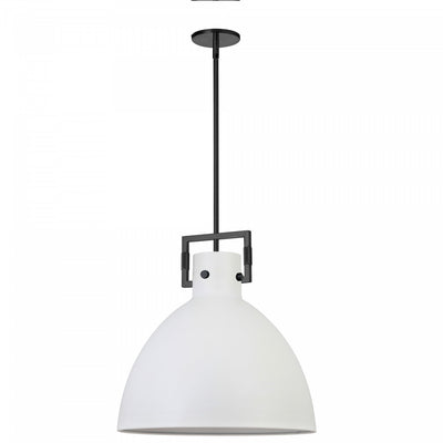 Dainolite Liberty 1 Light Pendant Matte Black Finish Matte White Metal Shade Lamp|Luminaire suspendu Liberty de Dainolite avec abat-jour en métal blanc mat, fini noir mat et à 1 ampoule