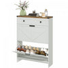 HOMCOM Slim Shoe Cabinet, Farmhouse Shoe Storage Cabinet with Flip Drawers