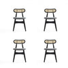Colbert Industry Chic Cane Back Wood Upholstered Dining Chair in Black and Gray - Set of 4