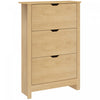 HOMCOM Narrow Shoe Cabinet with 3 Flip Drawers Adjustable Shelves, Natural