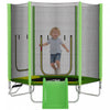 Qaba 85\" Trampoline for Kids, Indoor & Outdoor Toddler Trampoline with Slide, Ladder and Safety Enclosure, for Jumping, Sliding, and Playing, for Boys & Girls Ages 3+, Green