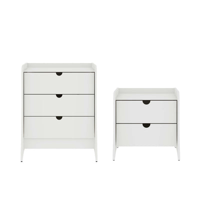 Coney Mid-Century Modern 2-Piece Dresser Set in White | Ensemble de commode 2 pieces Coney style milieu du siecle en blanc