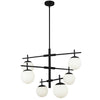 Dainolite Caelia 6 Light Chandelier Matte Black White Opal Glass Lamp