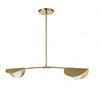 Dainolite Emma 2 Light Horizontal Pendant Aged Brass Finish White Glass Lamp