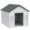 Pawhut 26\" Plastic Dog House Outdoor, Waterproof Dog Kennel With Air Vents, Pet Shelter For Small Medium Dogs, Grey